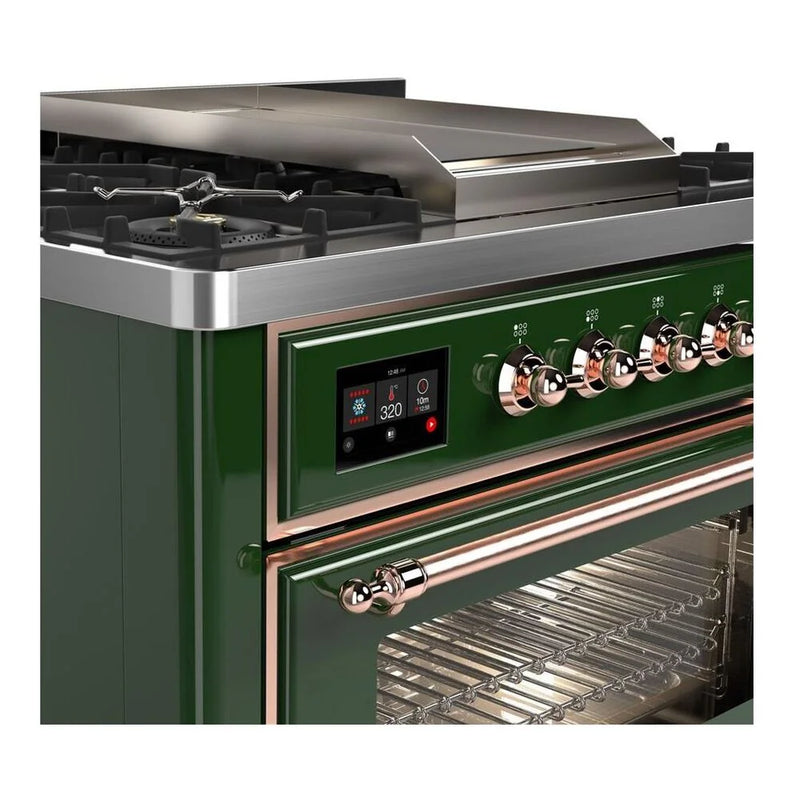 ILVE Majestic II 36" Dual Fuel Freestanding Range in Emerald Green with Copper Trim, UM09FDNS3EGPLP
