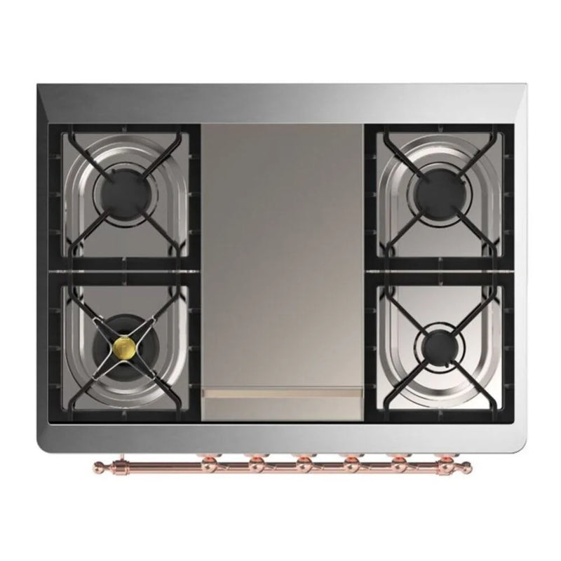 ILVE Majestic II 36" Dual Fuel Freestanding Range in Emerald Green with Copper Trim, UM09FDNS3EGPLP