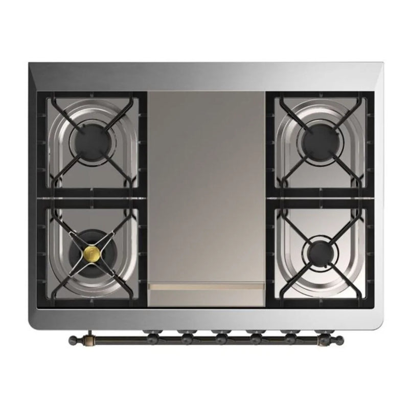 ILVE Majestic II 36" Dual Fuel Freestanding Range in Midnight Blue with Burnished Trim, UM09FDNS3MBBLP