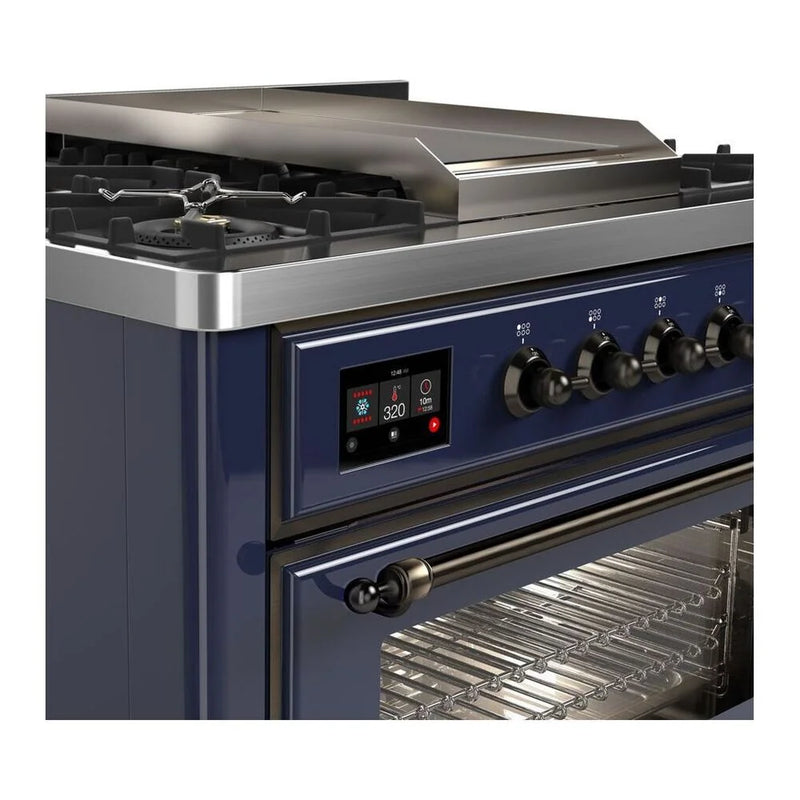 ILVE Majestic II 36" Dual Fuel Freestanding Range in Midnight Blue with Burnished Trim, UM09FDNS3MBB