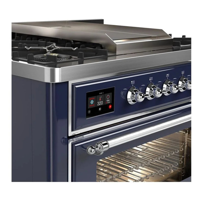 ILVE Majestic II 36" Dual Fuel Freestanding Range in Midnight Blue with Chrome Trim, UM09FDNS3MBCLP