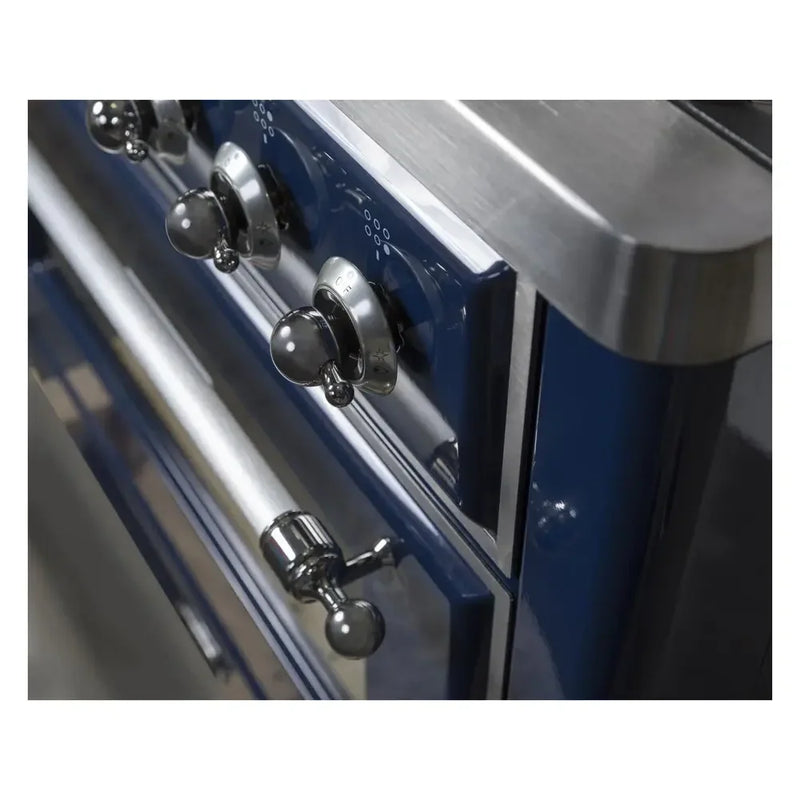 ILVE Majestic II 36" Dual Fuel Freestanding Range in Midnight Blue with Chrome Trim, UM09FDNS3MBCLP