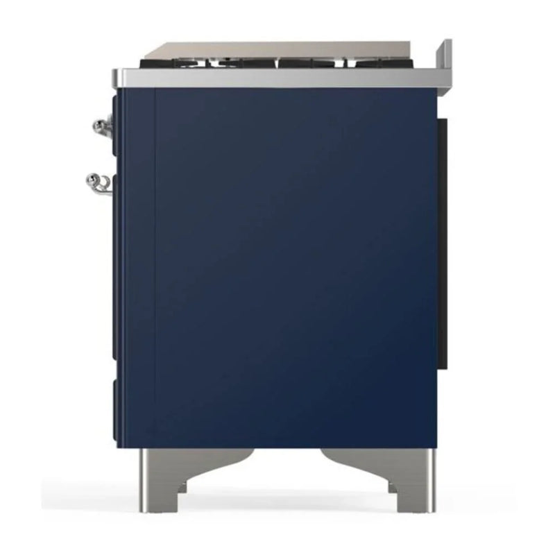 ILVE Majestic II 36" Dual Fuel Freestanding Range in Midnight Blue with Chrome Trim, UM09FDNS3MBCLP