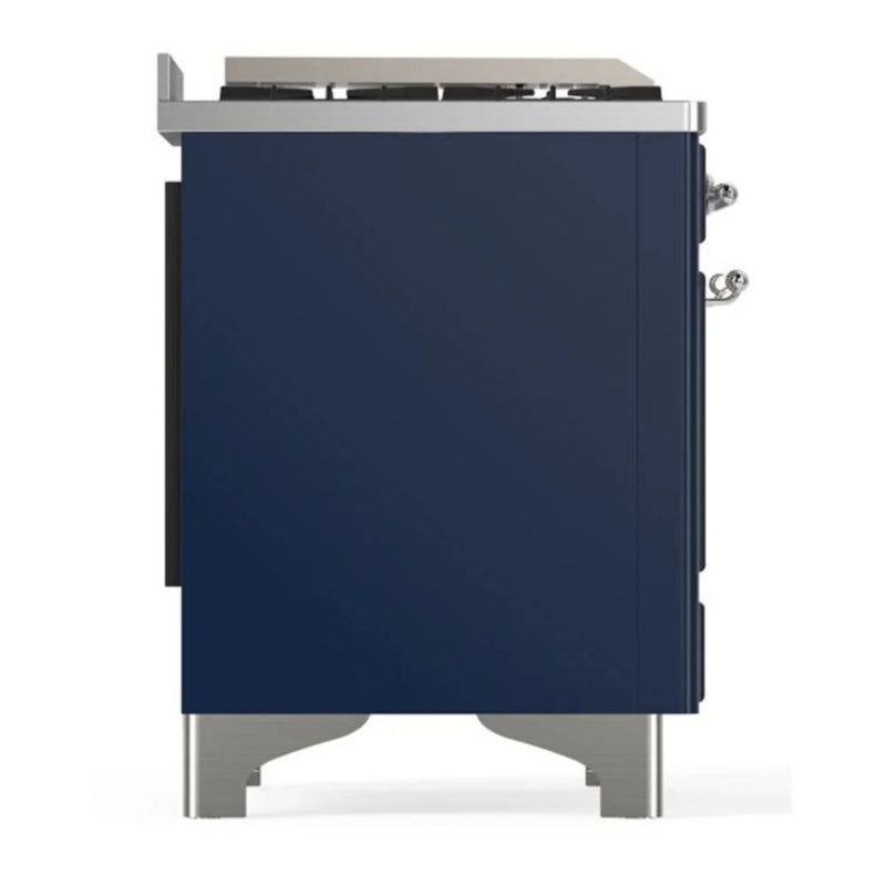 ILVE Majestic II 36" Dual Fuel Freestanding Range in Midnight Blue with Chrome Trim, UM09FDNS3MBCLP