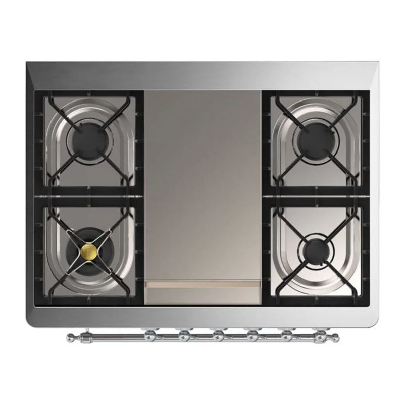 ILVE Majestic II 36" Dual Fuel Freestanding Range in Midnight Blue with Chrome Trim, UM09FDNS3MBCLP
