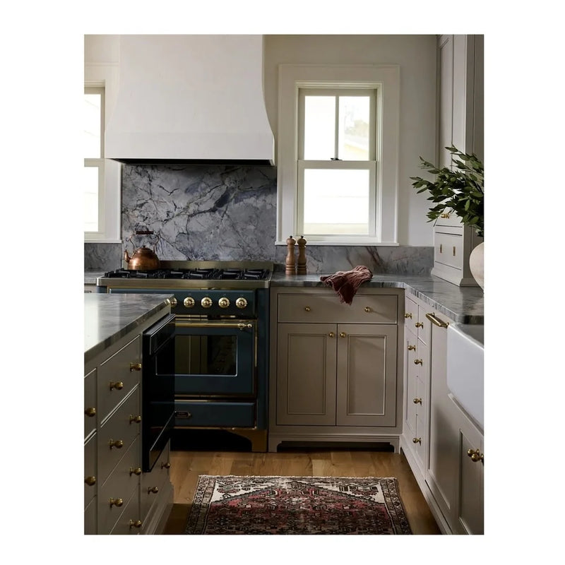ILVE Majestic II 36" Dual Fuel Freestanding Range in Midnight Blue with Brass Trim, UM09FDNS3MBGLP