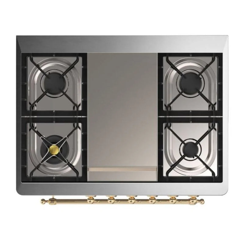 ILVE Majestic II 36" Dual Fuel Freestanding Range in Midnight Blue with Brass Trim, UM09FDNS3MBGLP