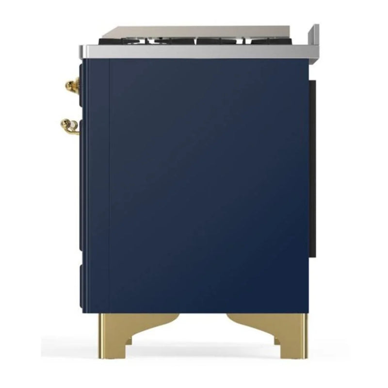 ILVE Majestic II 36" Dual Fuel Freestanding Range in Midnight Blue with Brass Trim, UM09FDNS3MBG