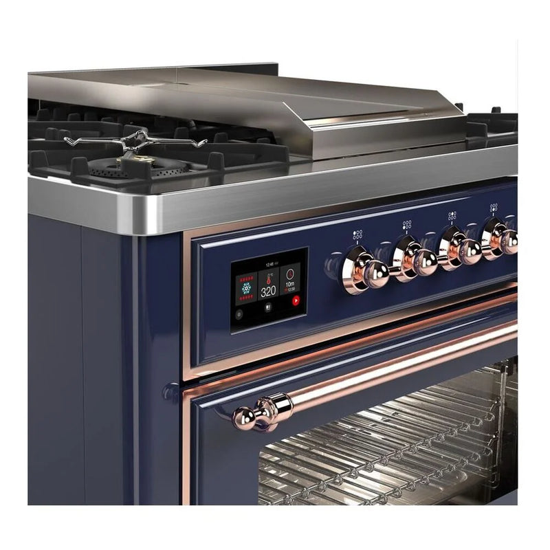 ILVE Majestic II 36" Dual Fuel Freestanding Range in Midnight Blue with Copper Trim, UM09FDNS3MBPLP