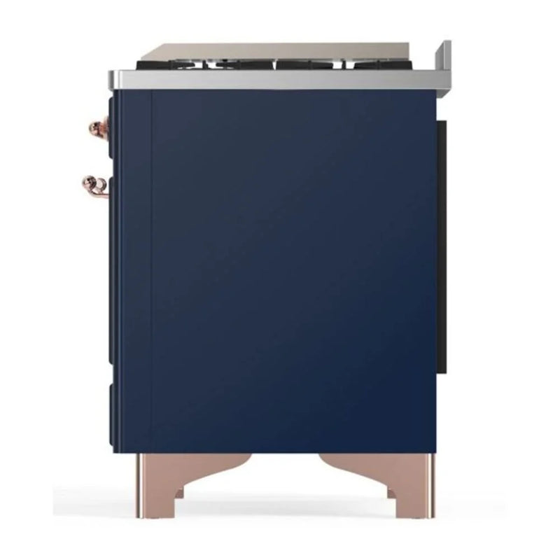 ILVE Majestic II 36" Dual Fuel Freestanding Range in Midnight Blue with Copper Trim, UM09FDNS3MBPLP