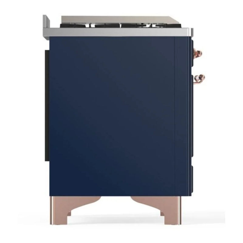 ILVE Majestic II 36" Dual Fuel Freestanding Range in Midnight Blue with Copper Trim, UM09FDNS3MBPLP