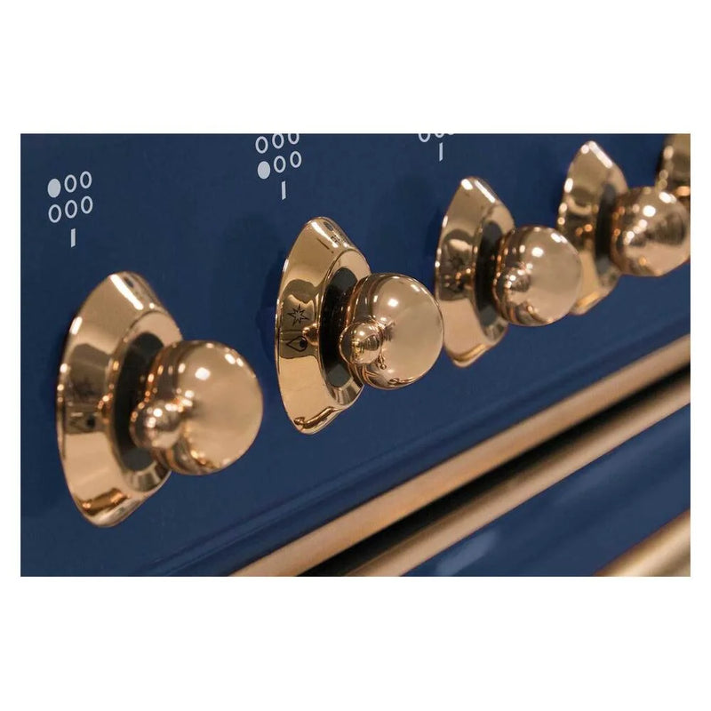 ILVE Majestic II 36" Dual Fuel Freestanding Range in Midnight Blue with Copper Trim, UM09FDNS3MBP