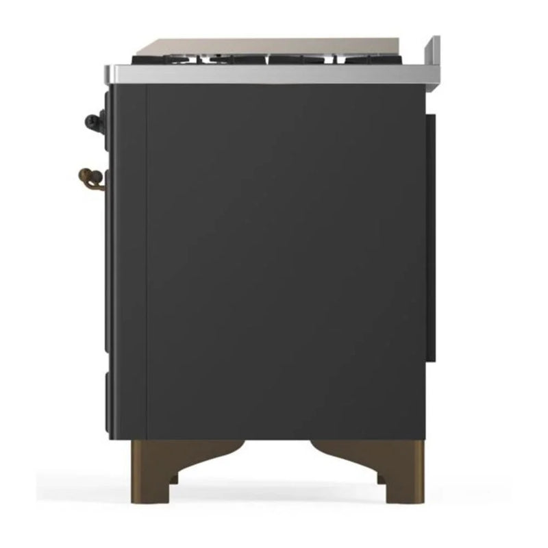 ILVE Majestic II 36" Dual Fuel Freestanding Range in Graphite Matte with Burnished Trim, UM09FDNS3MGBLP