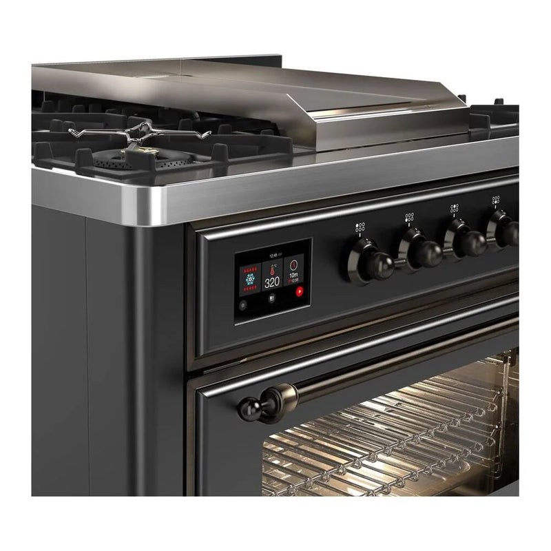ILVE Majestic II 36" Dual Fuel Freestanding Range in Graphite Matte with Burnished Trim, UM09FDNS3MGB