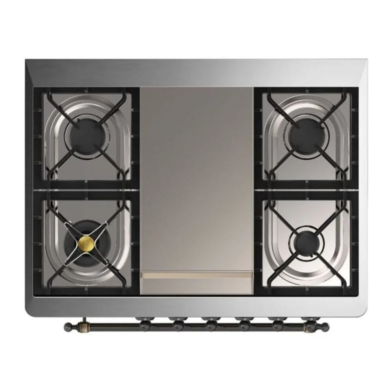 ILVE Majestic II 36" Dual Fuel Freestanding Range in Graphite Matte with Burnished Trim, UM09FDNS3MGB