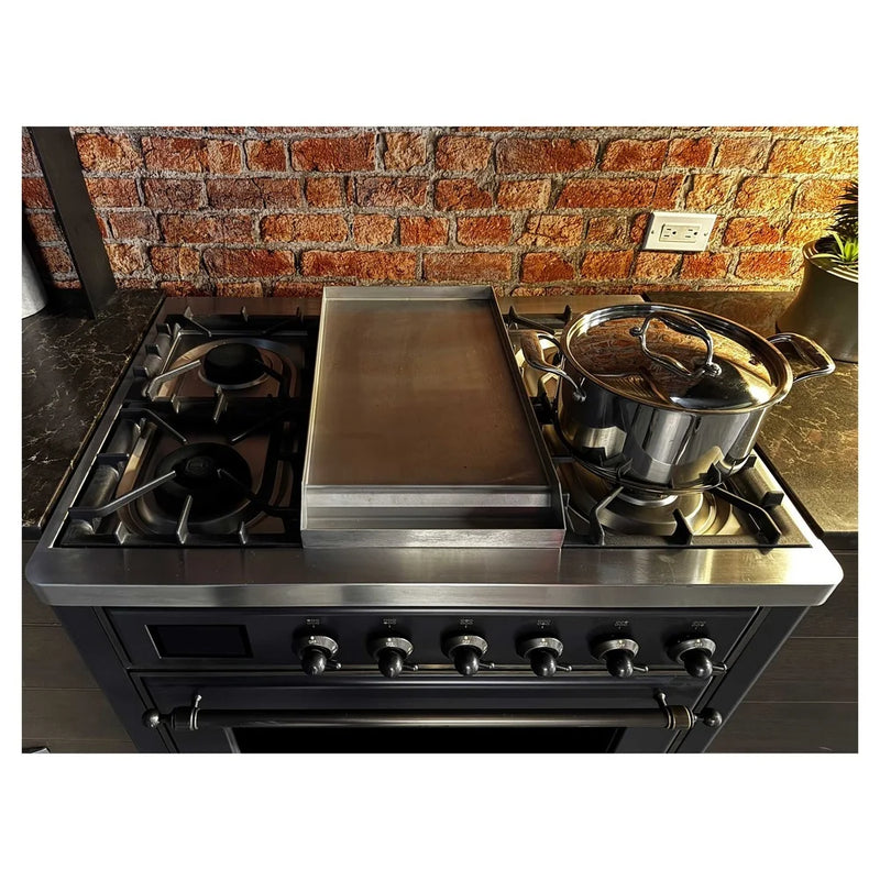 ILVE Majestic II 36" Dual Fuel Freestanding Range in Graphite Matte with Burnished Trim, UM09FDNS3MGB