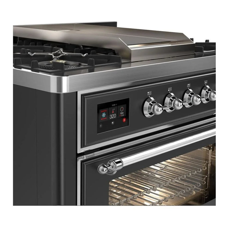 ILVE Majestic II 36" Dual Fuel Freestanding Range in Graphite Matte with Chrome Trim, UM09FDNS3MGC