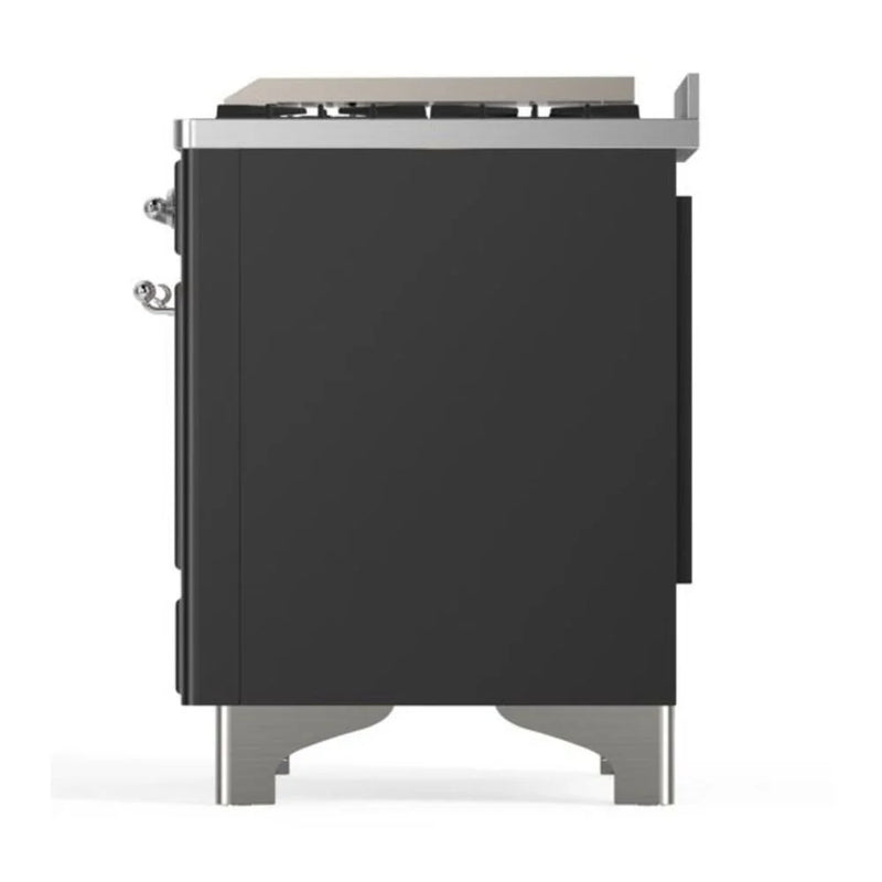ILVE Majestic II 36" Dual Fuel Freestanding Range in Graphite Matte with Chrome Trim, UM09FDNS3MGC