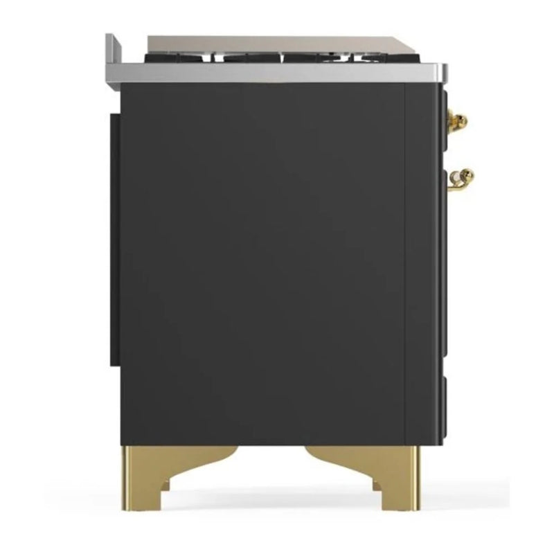 ILVE Majestic II 36" Dual Fuel Freestanding Range in Graphite Matte with Brass Trim, UM09FDNS3MGGLP