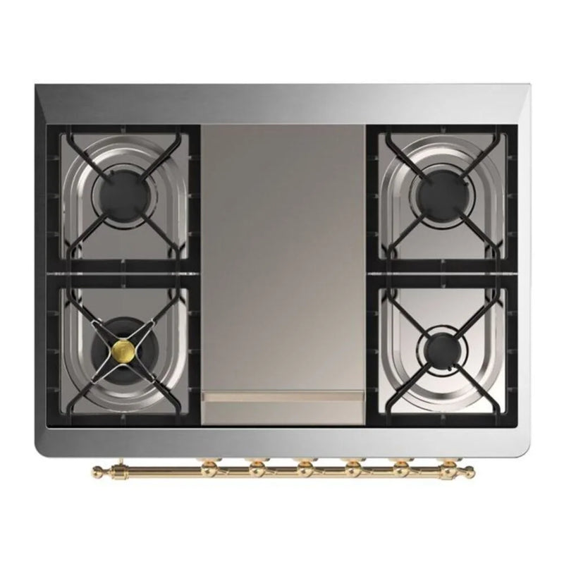 ILVE Majestic II 36" Dual Fuel Freestanding Range in Graphite Matte with Brass Trim, UM09FDNS3MGGLP