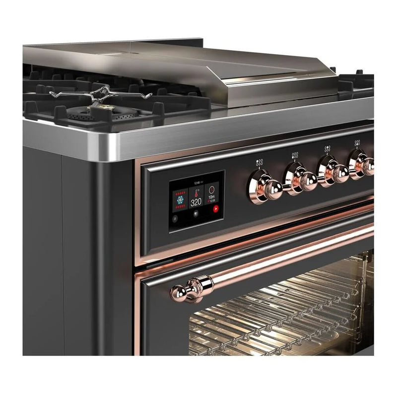 ILVE Majestic II 36" Dual Fuel Freestanding Range in Graphite Matte with Copper Trim, UM09FDNS3MGPLP