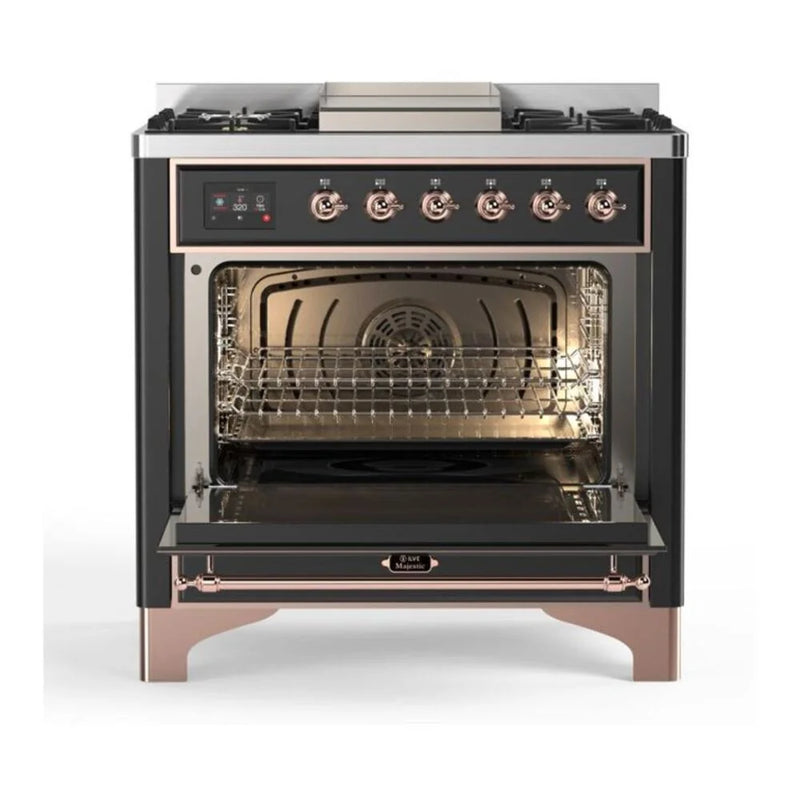 ILVE Majestic II 36" Dual Fuel Freestanding Range in Graphite Matte with Copper Trim, UM09FDNS3MGP