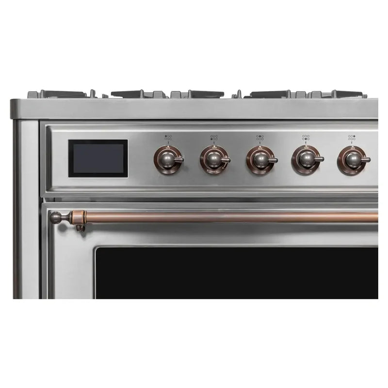 ILVE Majestic II 36" Dual Fuel Freestanding Range in Stainless Steel with Burnished Trim, UM09FDNS3SSBLP