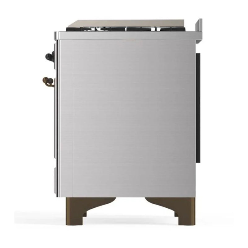 ILVE Majestic II 36" Dual Fuel Freestanding Range in Stainless Steel with Burnished Trim, UM09FDNS3SSBLP