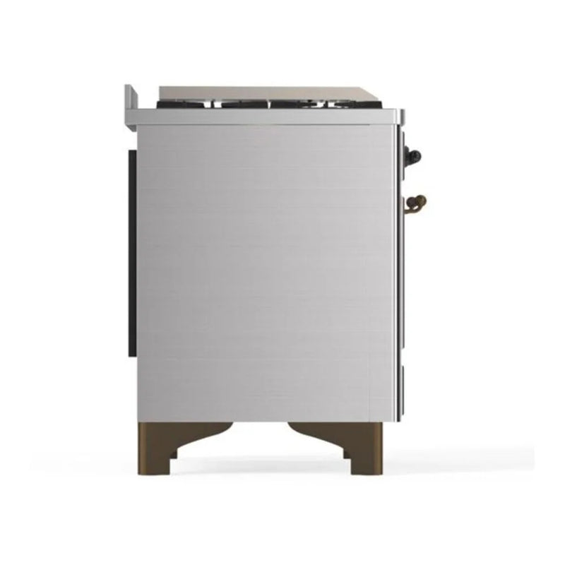 ILVE Majestic II 36" Dual Fuel Freestanding Range in Stainless Steel with Burnished Trim, UM09FDNS3SSBLP