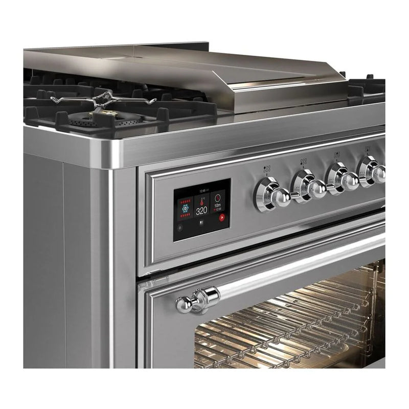 ILVE Majestic II 36" Dual Fuel Freestanding Range in Stainless Steel with Chrome Trim, UM09FDNS3SSCLP