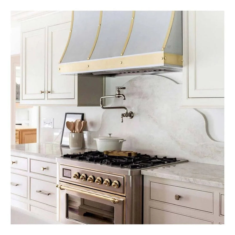 ILVE Majestic II 36" Dual Fuel Freestanding Range in Stainless Steel with Brass Trim, UM09FDNS3SSGLP