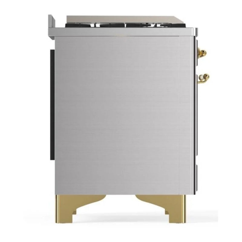 ILVE Majestic II 36" Dual Fuel Freestanding Range in Stainless Steel with Brass Trim, UM09FDNS3SSG