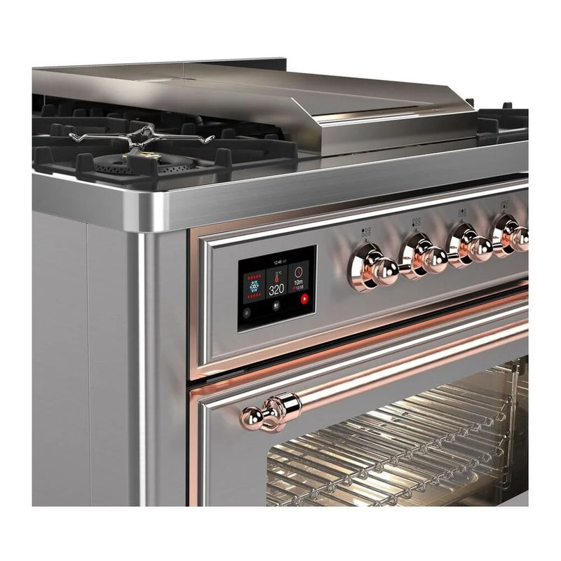 ILVE Majestic II 36" Dual Fuel Freestanding Range in Stainless Steel with Copper Trim, UM09FDNS3SSPLP