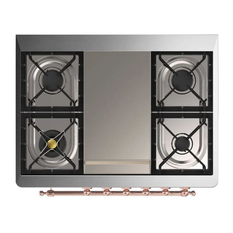 ILVE Majestic II 36" Dual Fuel Freestanding Range in Stainless Steel with Copper Trim, UM09FDNS3SSP