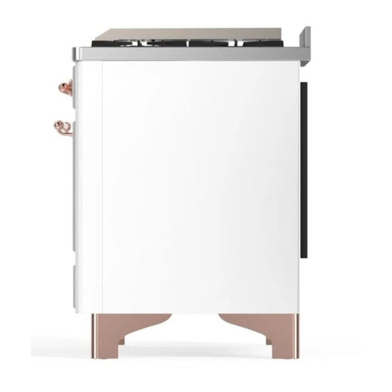 ILVE Majestic II 36" Dual Fuel Freestanding Range in White with Copper Trim, UM09FDNS3WHP