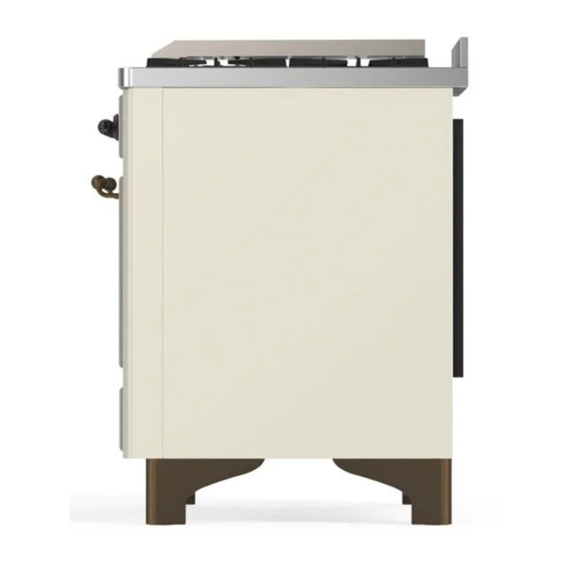 ILVE Majestic II 36" Dual Fuel Freestanding Range in Antique White with Burnished Trim, UM09FDQNS3AWB