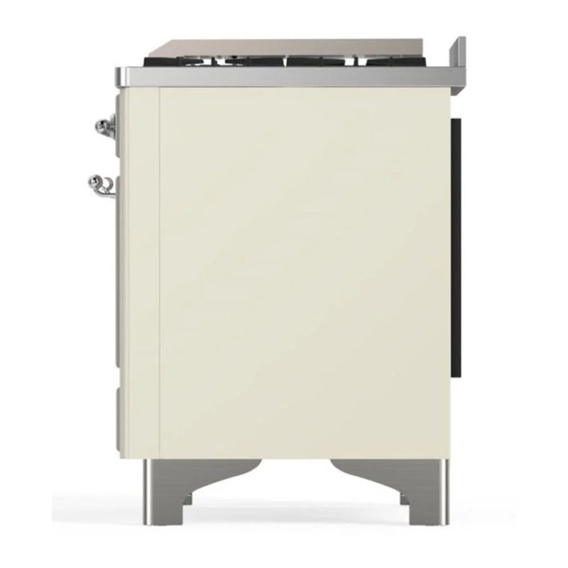 ILVE Majestic II 36" Dual Fuel Freestanding Range in Antique White with Chrome Trim, UM09FDQNS3AWCLP