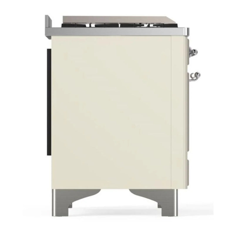 ILVE Majestic II 36" Dual Fuel Freestanding Range in Antique White with Chrome Trim, UM09FDQNS3AWCLP