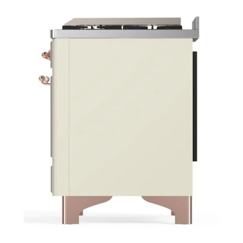 ILVE Majestic II 36" Dual Fuel Freestanding Range in Antique White with Copper Trim, UM09FDQNS3AWPLP