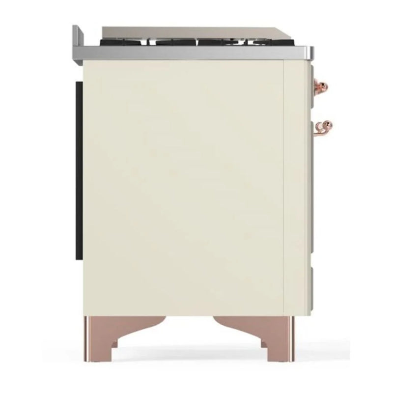 ILVE Majestic II 36" Dual Fuel Freestanding Range in Antique White with Copper Trim, UM09FDQNS3AWP