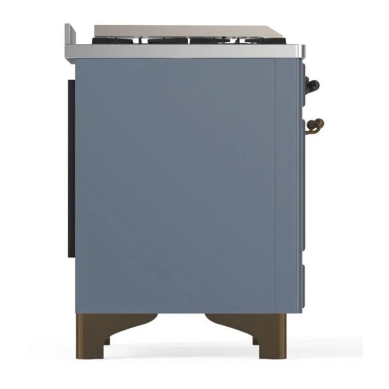 ILVE Majestic II 36" Dual Fuel Freestanding Range in Blue Grey with Burnished Trim, UM09FDQNS3BGBLP