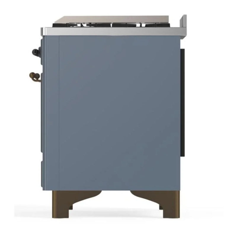 ILVE Majestic II 36" Dual Fuel Freestanding Range in Blue Grey with Burnished Trim, UM09FDQNS3BGB