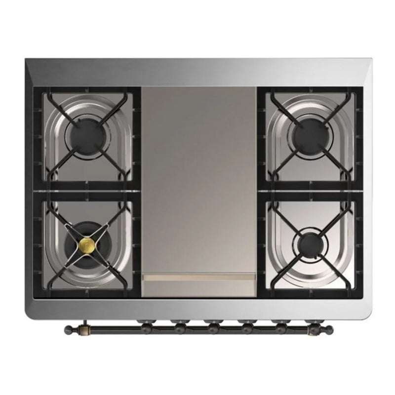 ILVE Majestic II 36" Dual Fuel Freestanding Range in Blue Grey with Burnished Trim, UM09FDQNS3BGB