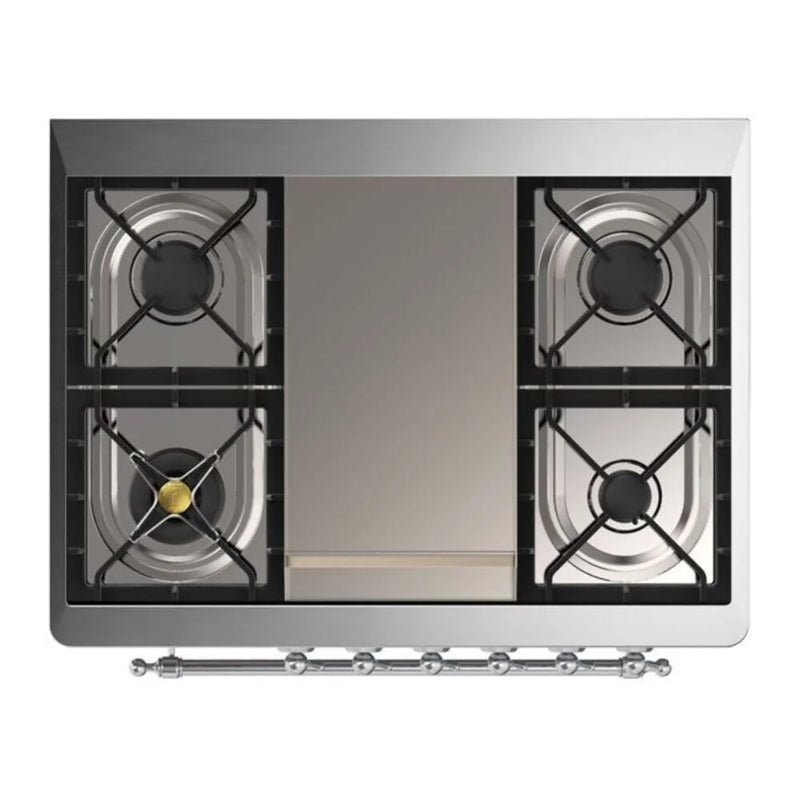 ILVE Majestic II 36" Dual Fuel Freestanding Range in Blue Grey with Chrome Trim, UM09FDQNS3BGCLP