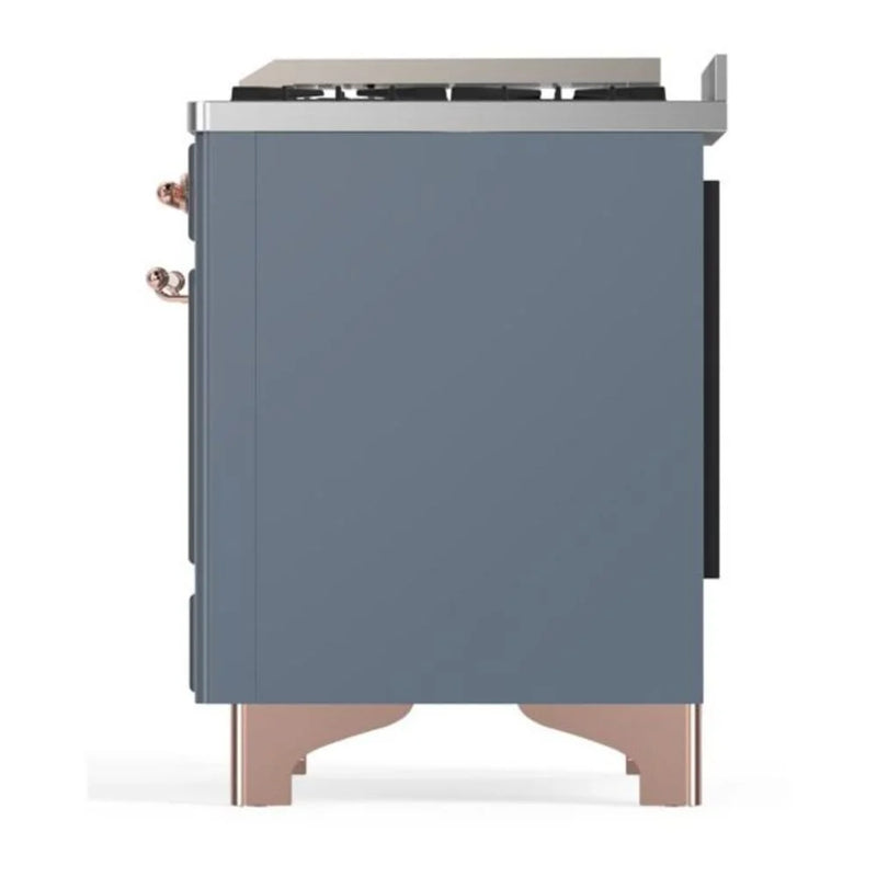 ILVE Majestic II 36" Dual Fuel Freestanding Range in Blue Grey with Copper Trim, UM09FDQNS3BGPLP