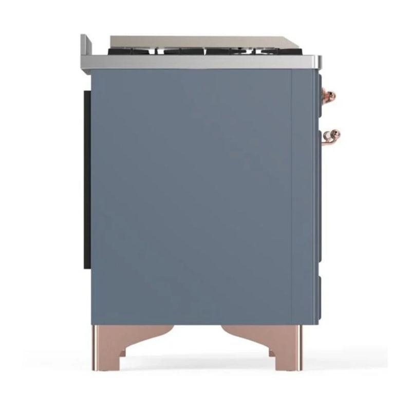 ILVE Majestic II 36" Dual Fuel Freestanding Range in Blue Grey with Copper Trim, UM09FDQNS3BGP