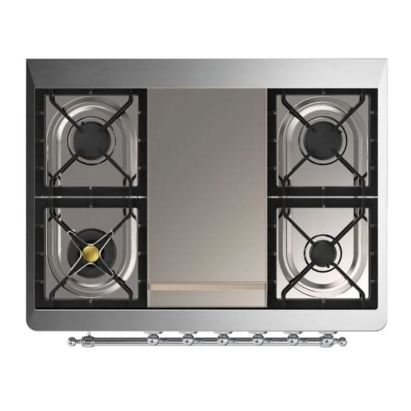 ILVE Majestic II 36" Dual Fuel Freestanding Range in Glossy Black with Chrome Trim, UM09FDQNS3BKC