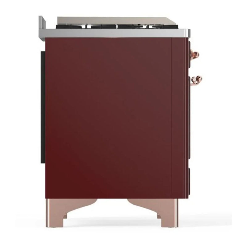 ILVE Majestic II 36" Dual Fuel Freestanding Range in Burgundy with Copper Trim, UM09FDQNS3BUP