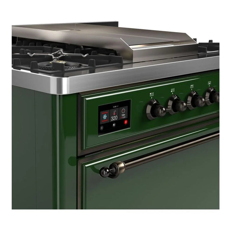 ILVE Majestic II 36" Dual Fuel Freestanding Range in Emerald Green with Burnished Trim, UM09FDQNS3EGBLP