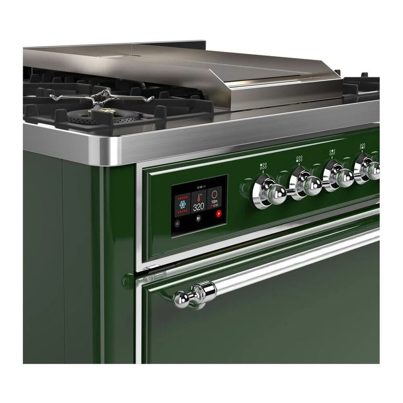 ILVE Majestic II 36" Dual Fuel Freestanding Range in Emerald Green with Chrome Trim, UM09FDQNS3EGCLP